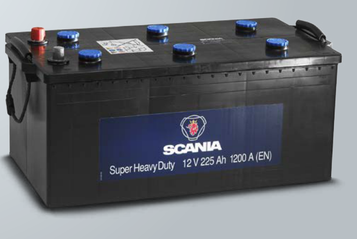 Аккумулятор Scania Super Heavy Duty из справочника для тяжёлой техники, с сохранённой заводской маркировкой