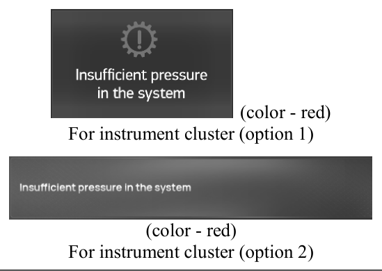 Примеры предупреждения Insufficient pressure in the system для двух щитков КамАЗ 54901